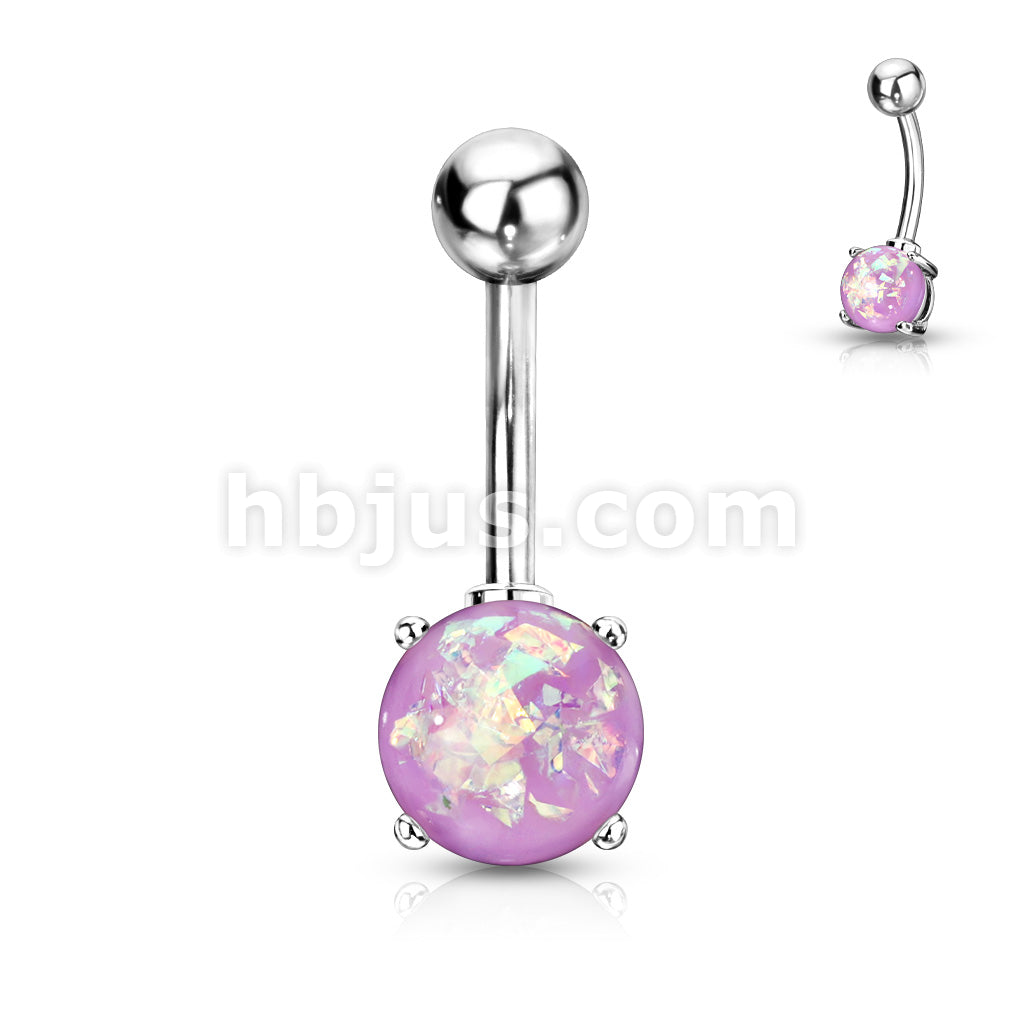 316L Surgical Steel 316L Surgical Steel Opal Glitter Prong Set Belly... - Image 3