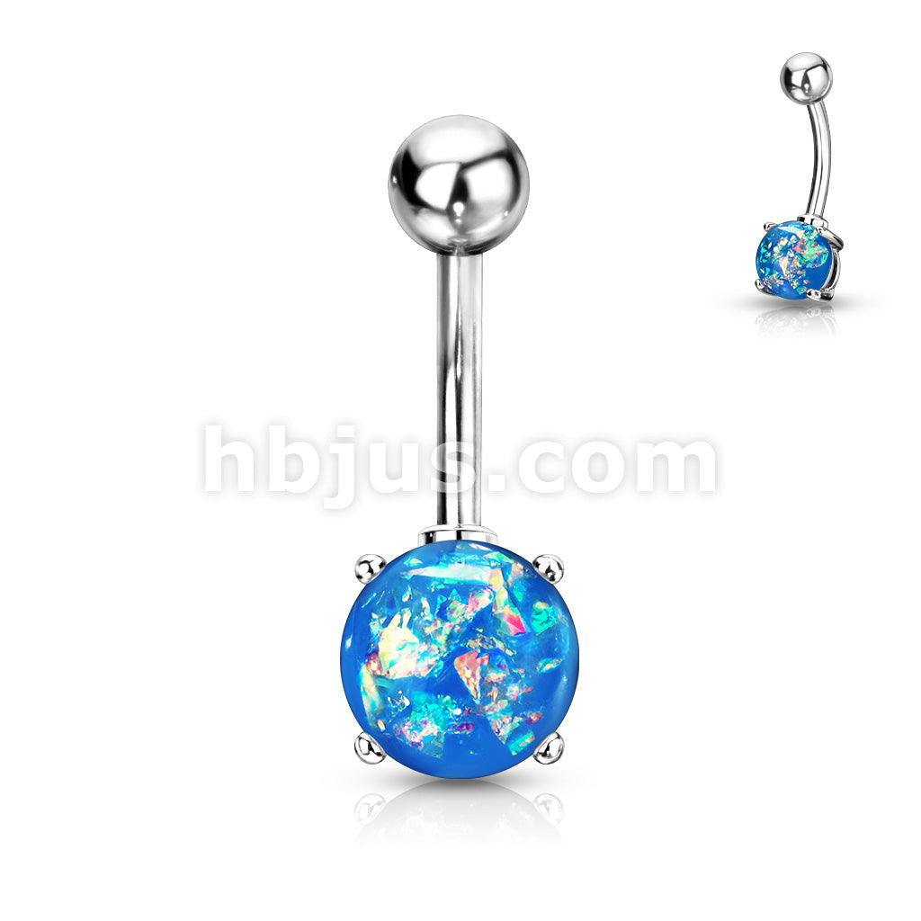 316L Surgical Steel 316L Surgical Steel Opal Glitter Prong Set Belly... - Image 4