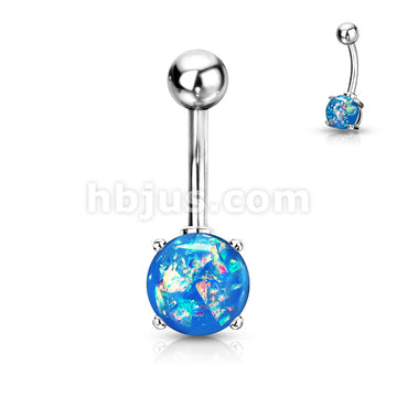 316L Surgical Steel 316L Surgical Steel Opal Glitter Prong Set Belly... - Image 4