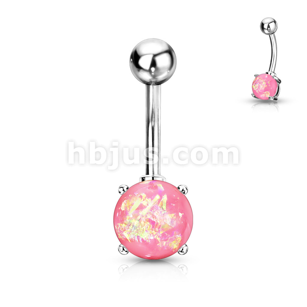 316L Surgical Steel 316L Surgical Steel Opal Glitter Prong Set Belly... - Image 7