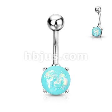 316L Surgical Steel 316L Surgical Steel Opal Glitter Prong Set Belly... - Image 8