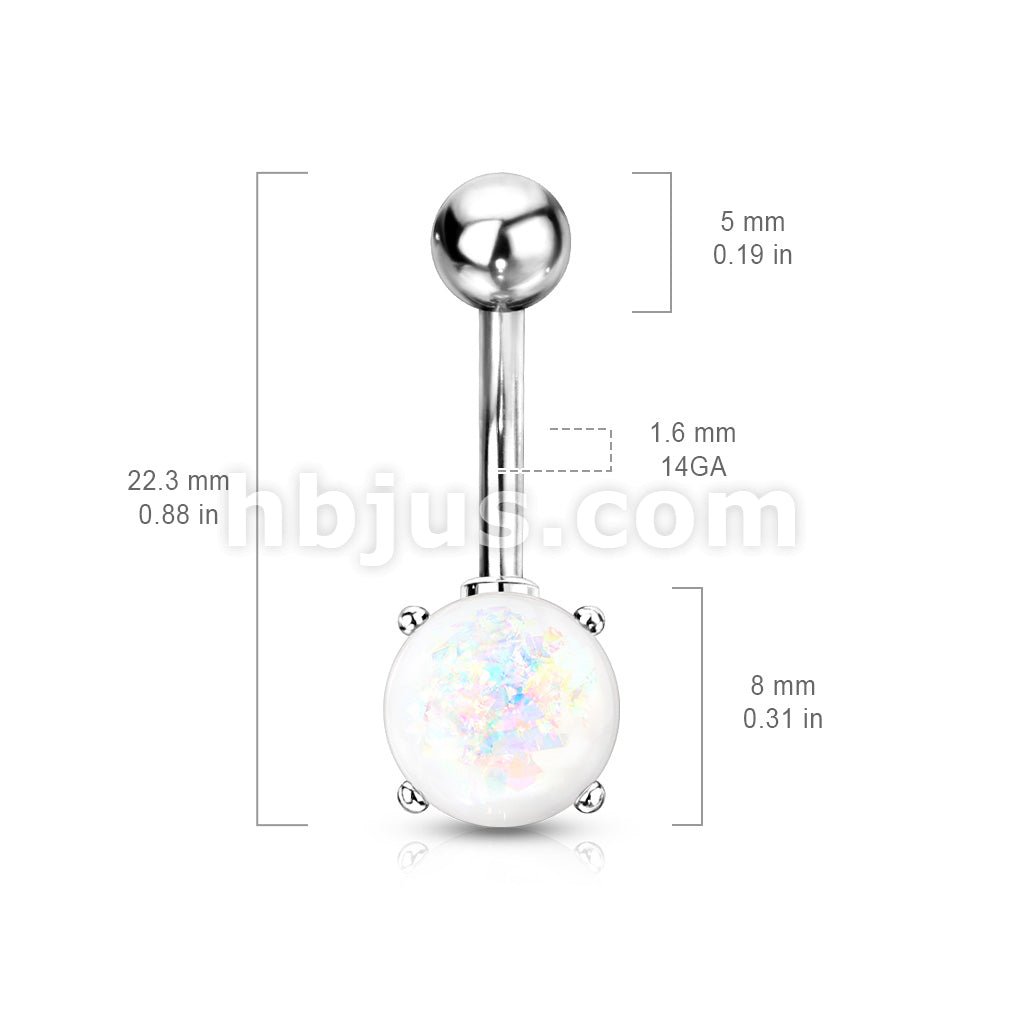 316L Surgical Steel 316L Surgical Steel Opal Glitter Prong Set Belly... - Image 10
