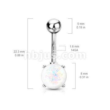 316L Surgical Steel 316L Surgical Steel Opal Glitter Prong Set Belly... - Image 10