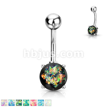 316L Surgical Steel 316L Surgical Steel Opal Glitter Prong Set Belly... - Image 2