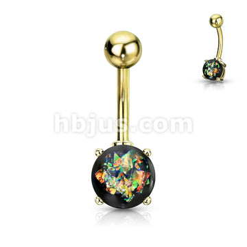 316L Surgical Steel 316L Surgical Steel Opal Glitter Prong Set Gold IP... - Image 5