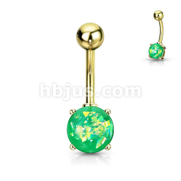 316L Surgical Steel 316L Surgical Steel Opal Glitter Prong Set Gold IP... - Image 6