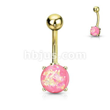 316L Surgical Steel 316L Surgical Steel Opal Glitter Prong Set Gold IP... - Image 7