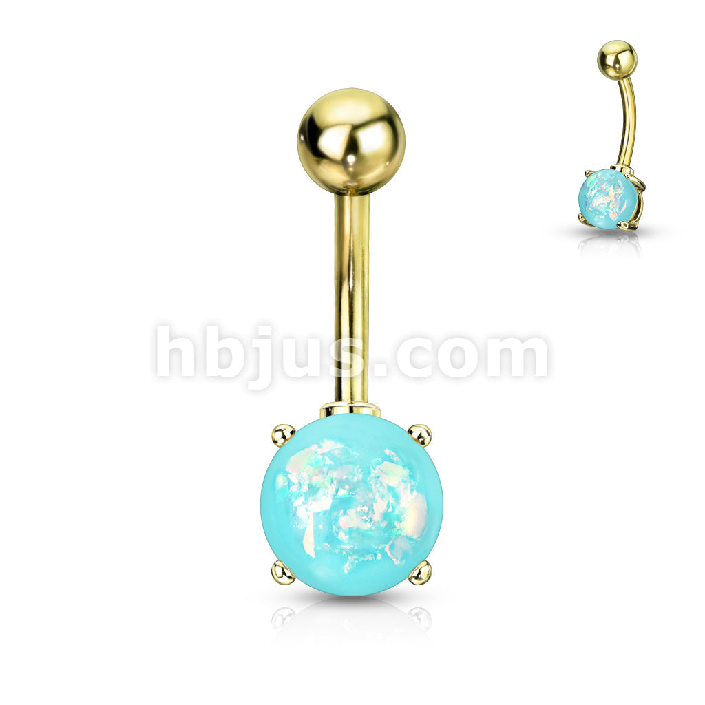 316L Surgical Steel 316L Surgical Steel Opal Glitter Prong Set Gold IP... - Image 8