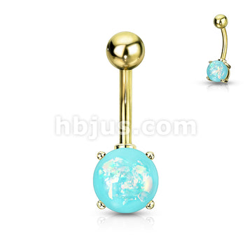 316L Surgical Steel 316L Surgical Steel Opal Glitter Prong Set Gold IP... - Image 8