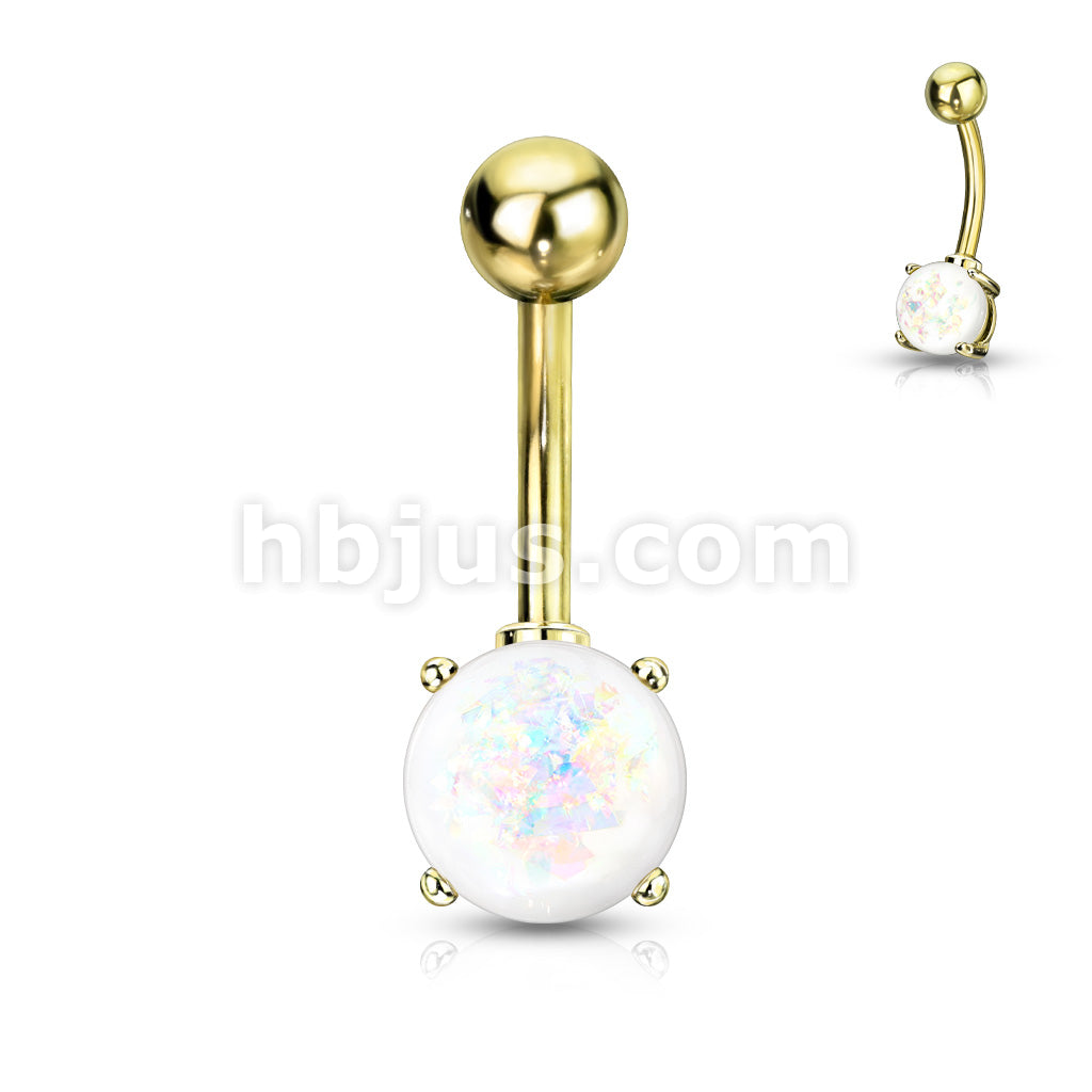316L Surgical Steel 316L Surgical Steel Opal Glitter Prong Set Gold IP... - Image 9