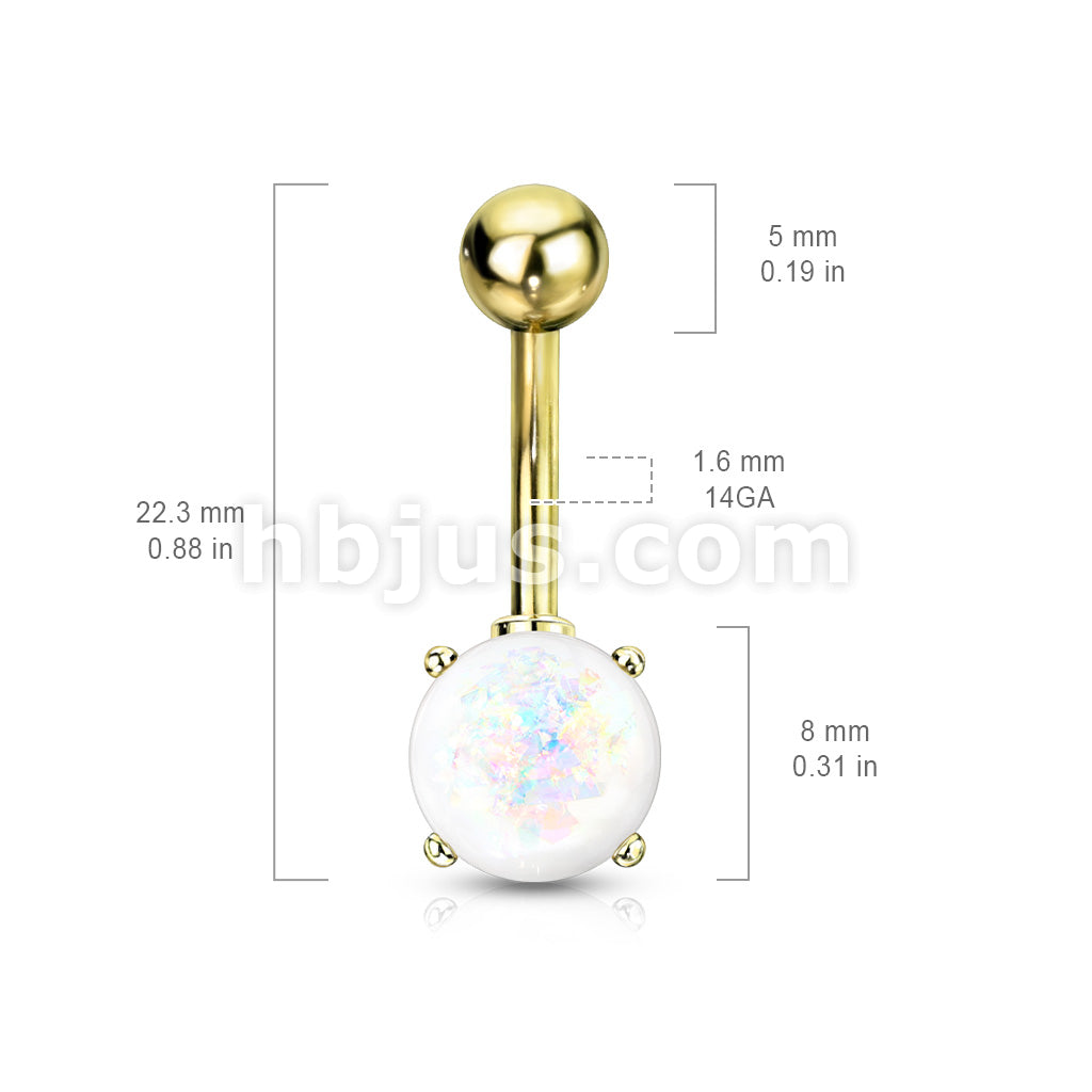 316L Surgical Steel 316L Surgical Steel Opal Glitter Prong Set Gold IP... - Image 10