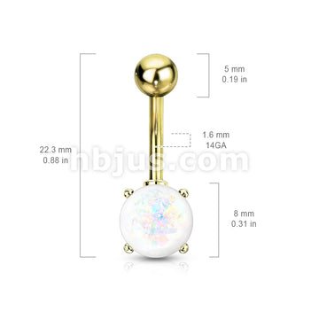 316L Surgical Steel 316L Surgical Steel Opal Glitter Prong Set Gold IP... - Image 10