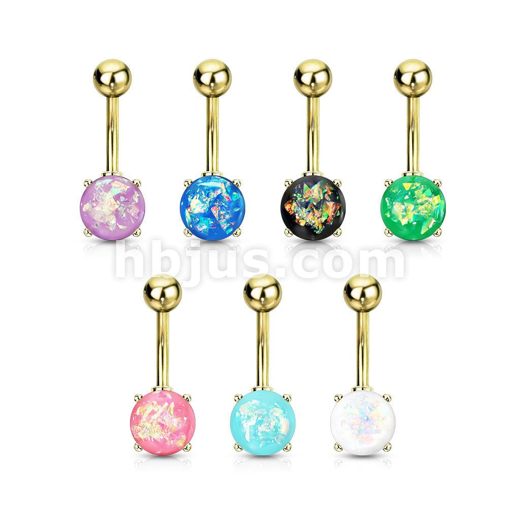 316L Surgical Steel 316L Surgical Steel Opal Glitter Prong Set Gold IP... - Image 11