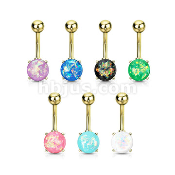 316L Surgical Steel 316L Surgical Steel Opal Glitter Prong Set Gold IP... - Image 11