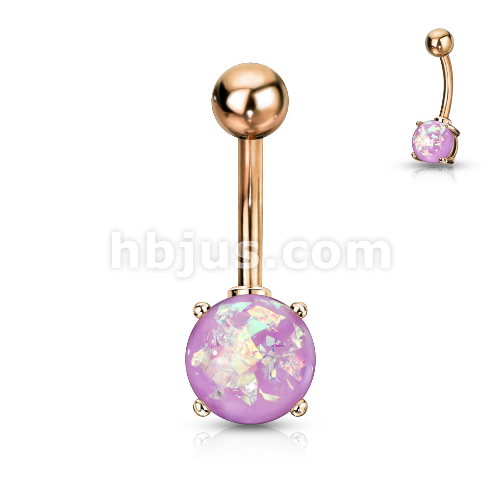 316L Surgical Steel Opal Glitter Prong Set Rose Gold IP Over 316L... - Image 3