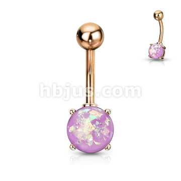 316L Surgical Steel Opal Glitter Prong Set Rose Gold IP Over 316L... - Image 3