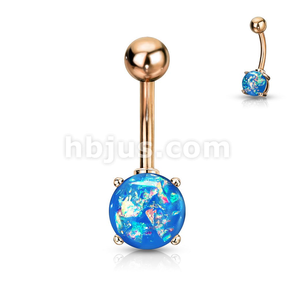 316L Surgical Steel Opal Glitter Prong Set Rose Gold IP Over 316L... - Image 4