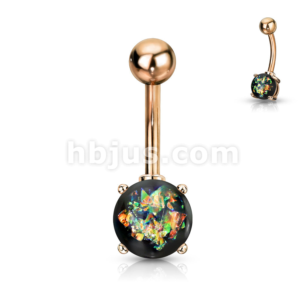 316L Surgical Steel Opal Glitter Prong Set Rose Gold IP Over 316L... - Image 5