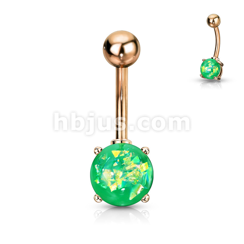316L Surgical Steel Opal Glitter Prong Set Rose Gold IP Over 316L... - Image 6