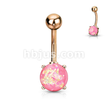 316L Surgical Steel Opal Glitter Prong Set Rose Gold IP Over 316L... - Image 7