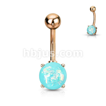316L Surgical Steel Opal Glitter Prong Set Rose Gold IP Over 316L... - Image 8