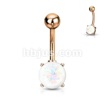 316L Surgical Steel Opal Glitter Prong Set Rose Gold IP Over 316L... - Image 9