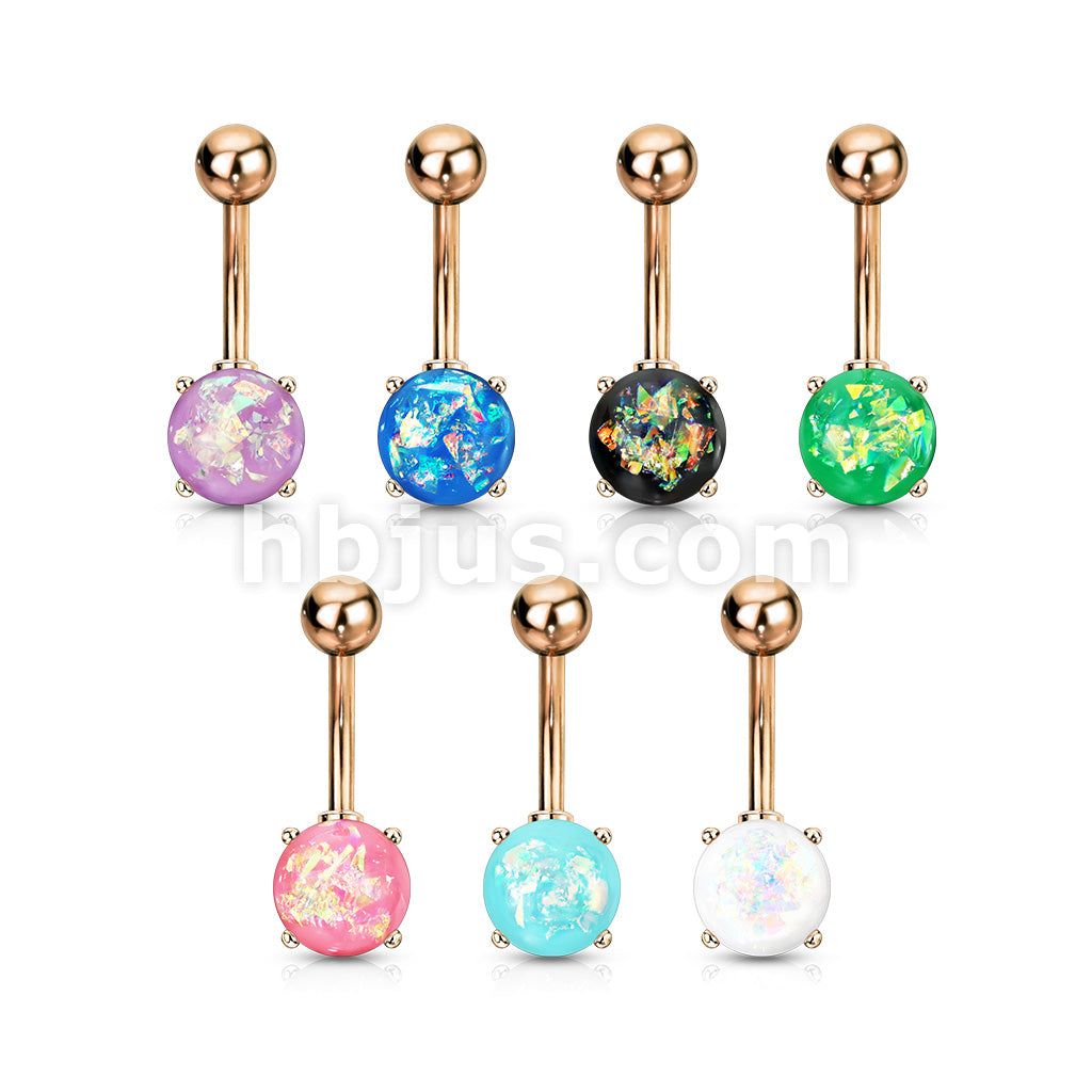 316L Surgical Steel Opal Glitter Prong Set Rose Gold IP Over 316L... - Image 11