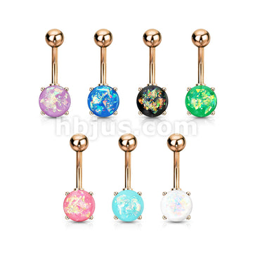 316L Surgical Steel Opal Glitter Prong Set Rose Gold IP Over 316L... - Image 11