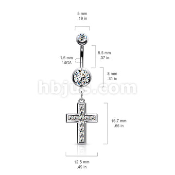 316L Surgical Steel 316L Surgical Steel CZ Set Cross Dangle Belly... - Image 6