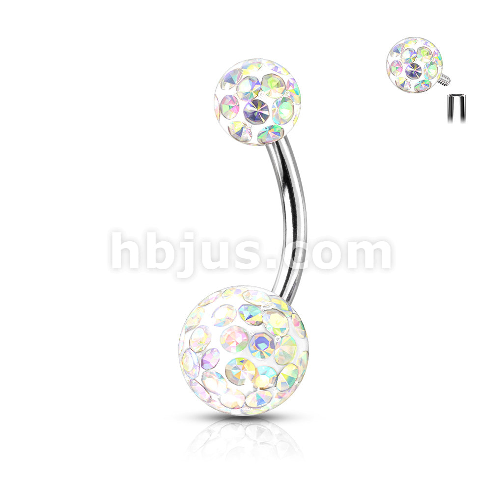 Internally Threaded 316L Surgical Steel Belly Rings with Epoxy Covered... - Image 3