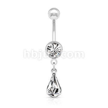 316L Surgical Steel 316L Surgical Steel Tear Drop Dangle Charm Belly... - Image 3