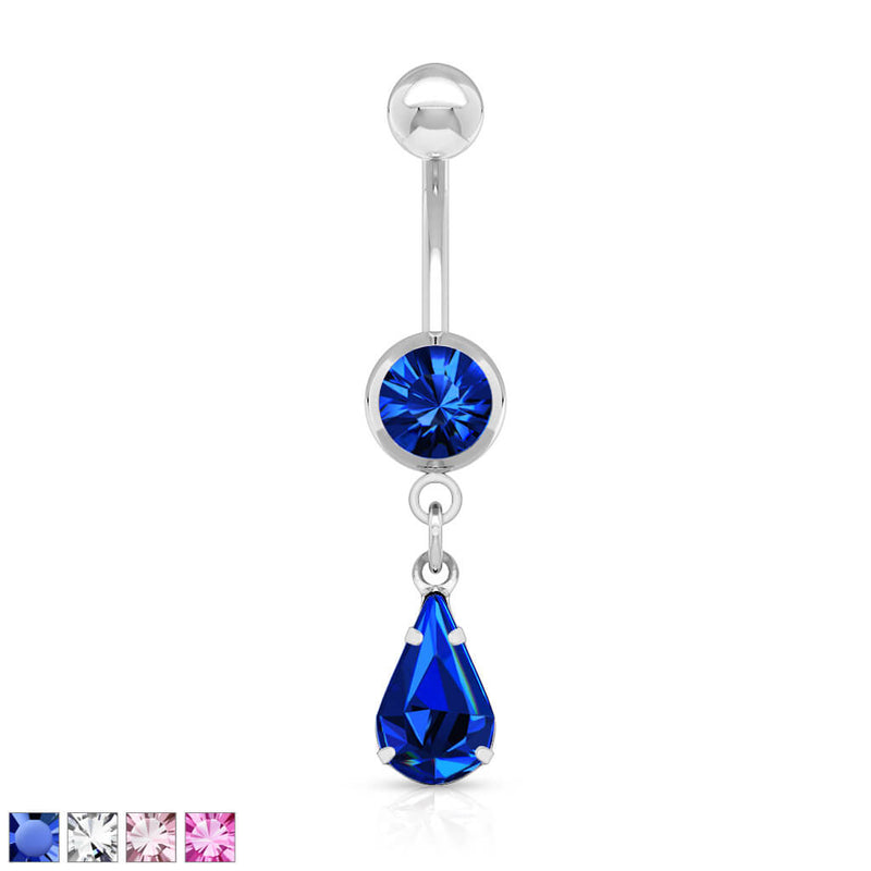 316L Surgical Steel 316L Surgical Steel Tear Drop Dangle Charm Belly...