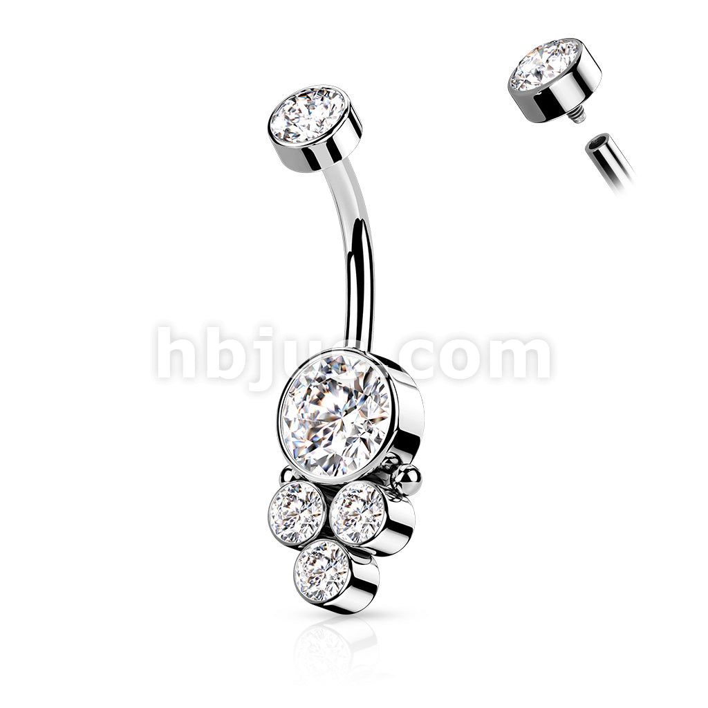 Round Cluster CZ Set with Internally Threaded CZ Top 316L Surgical... - Image 3