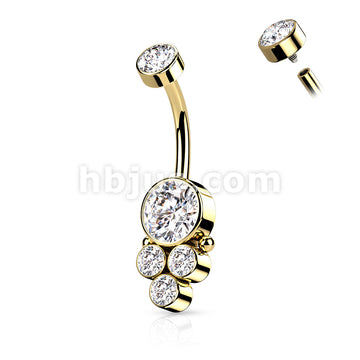 Round Cluster CZ Set with Internally Threaded CZ Top 316L Surgical... - Image 4