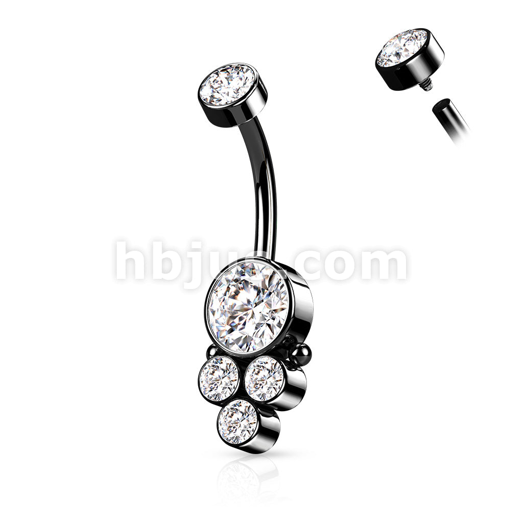 Round Cluster CZ Set with Internally Threaded CZ Top 316L Surgical... - Image 5