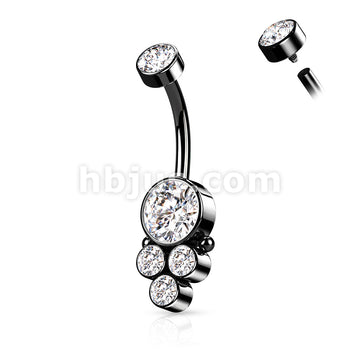 Round Cluster CZ Set with Internally Threaded CZ Top 316L Surgical... - Image 5