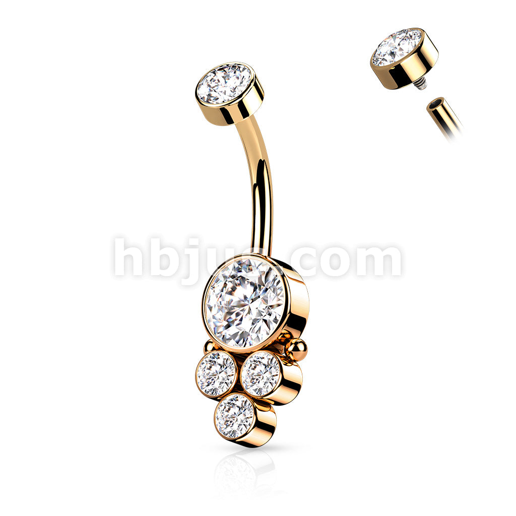 Round Cluster CZ Set with Internally Threaded CZ Top 316L Surgical... - Image 6