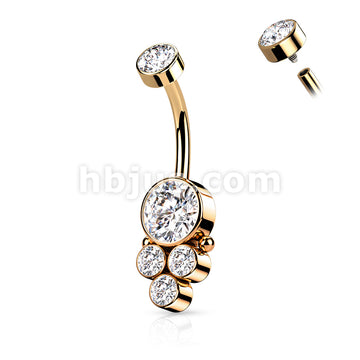Round Cluster CZ Set with Internally Threaded CZ Top 316L Surgical... - Image 6