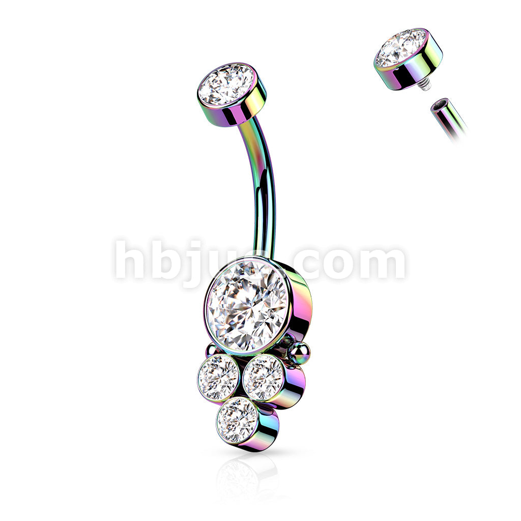 Round Cluster CZ Set with Internally Threaded CZ Top 316L Surgical... - Image 7