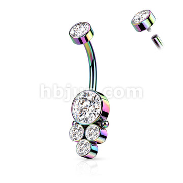 Round Cluster CZ Set with Internally Threaded CZ Top 316L Surgical... - Image 7