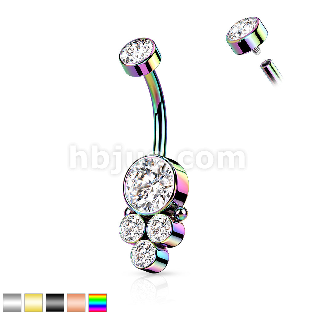 Round Cluster CZ Set with Internally Threaded CZ Top 316L Surgical... - Image 2