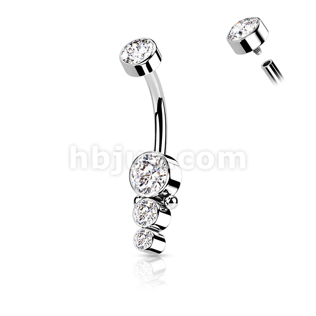 316L Surgical Steel Triple CZ Round Cluster Dropdown With Internally... - Image 3