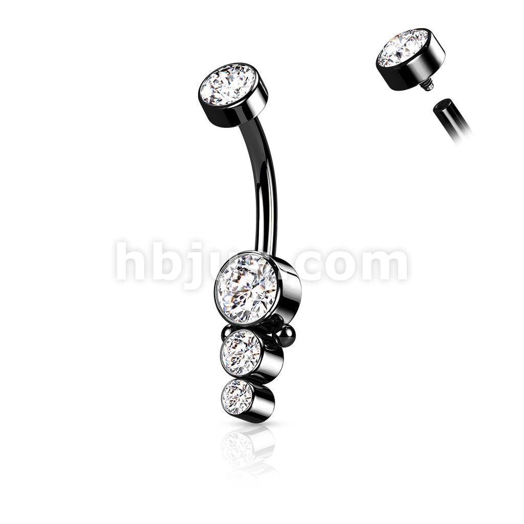 316L Surgical Steel Triple CZ Round Cluster Dropdown With Internally... - Image 5