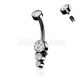 316L Surgical Steel Triple CZ Round Cluster Dropdown With Internally... - Image 5