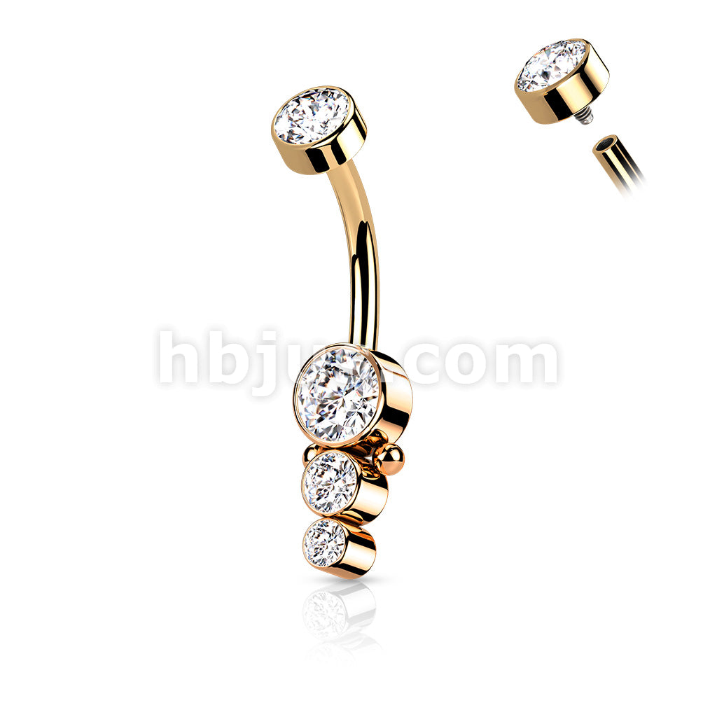 316L Surgical Steel Triple CZ Round Cluster Dropdown With Internally... - Image 6