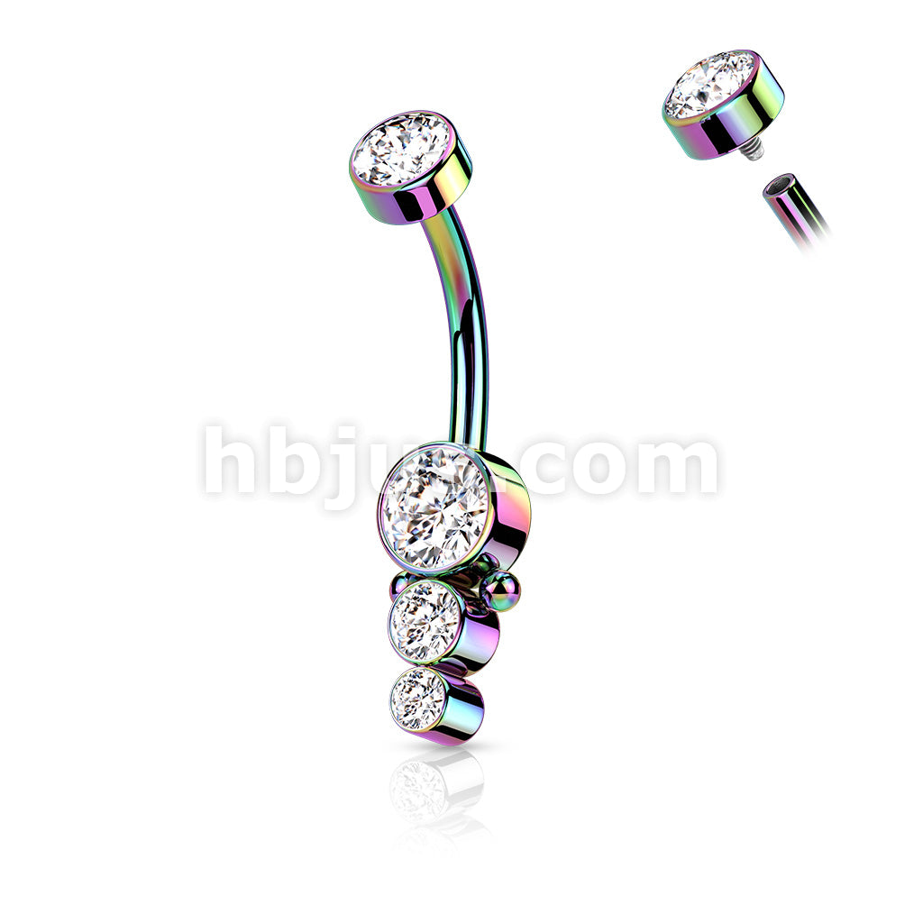 316L Surgical Steel Triple CZ Round Cluster Dropdown With Internally... - Image 7