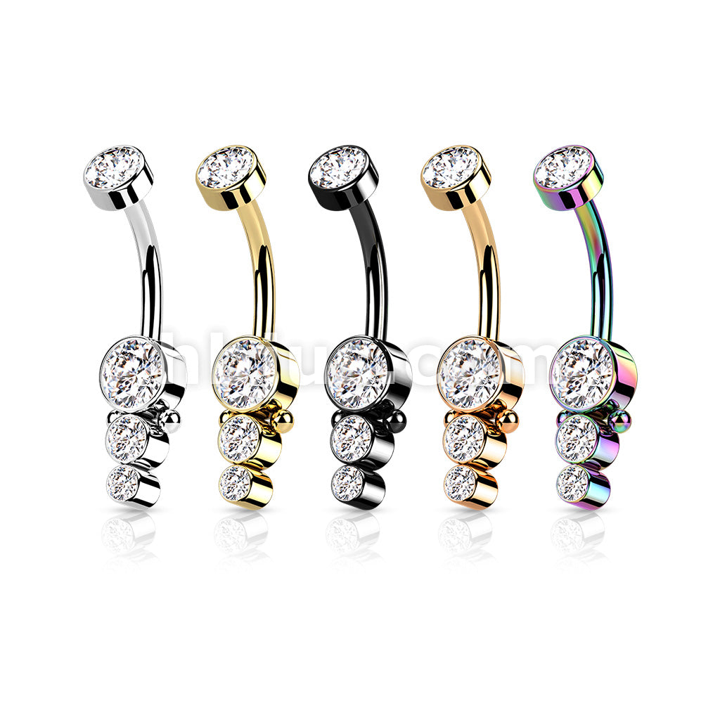 316L Surgical Steel Triple CZ Round Cluster Dropdown With Internally... - Image 9