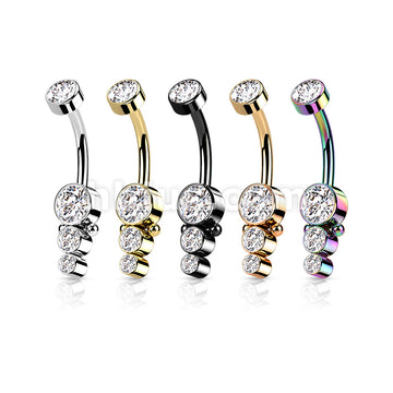 316L Surgical Steel Triple CZ Round Cluster Dropdown With Internally... - Image 9
