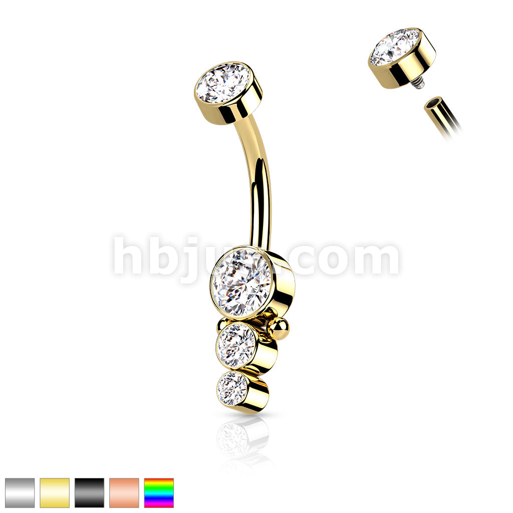 316L Surgical Steel Triple CZ Round Cluster Dropdown With Internally... - Image 2