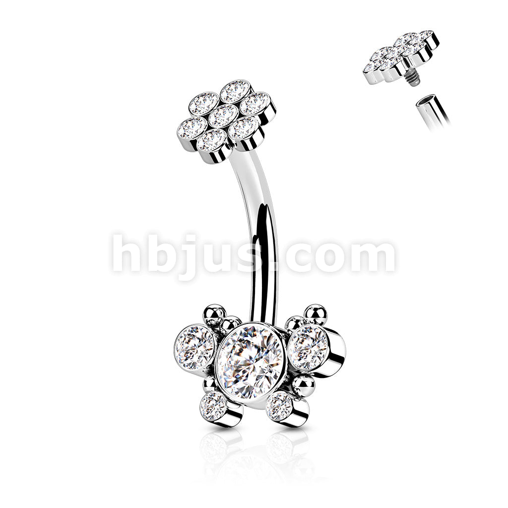 316L Surgical Steel 5 CZ Butterfly and Ball Cluster With Internally... - Image 3